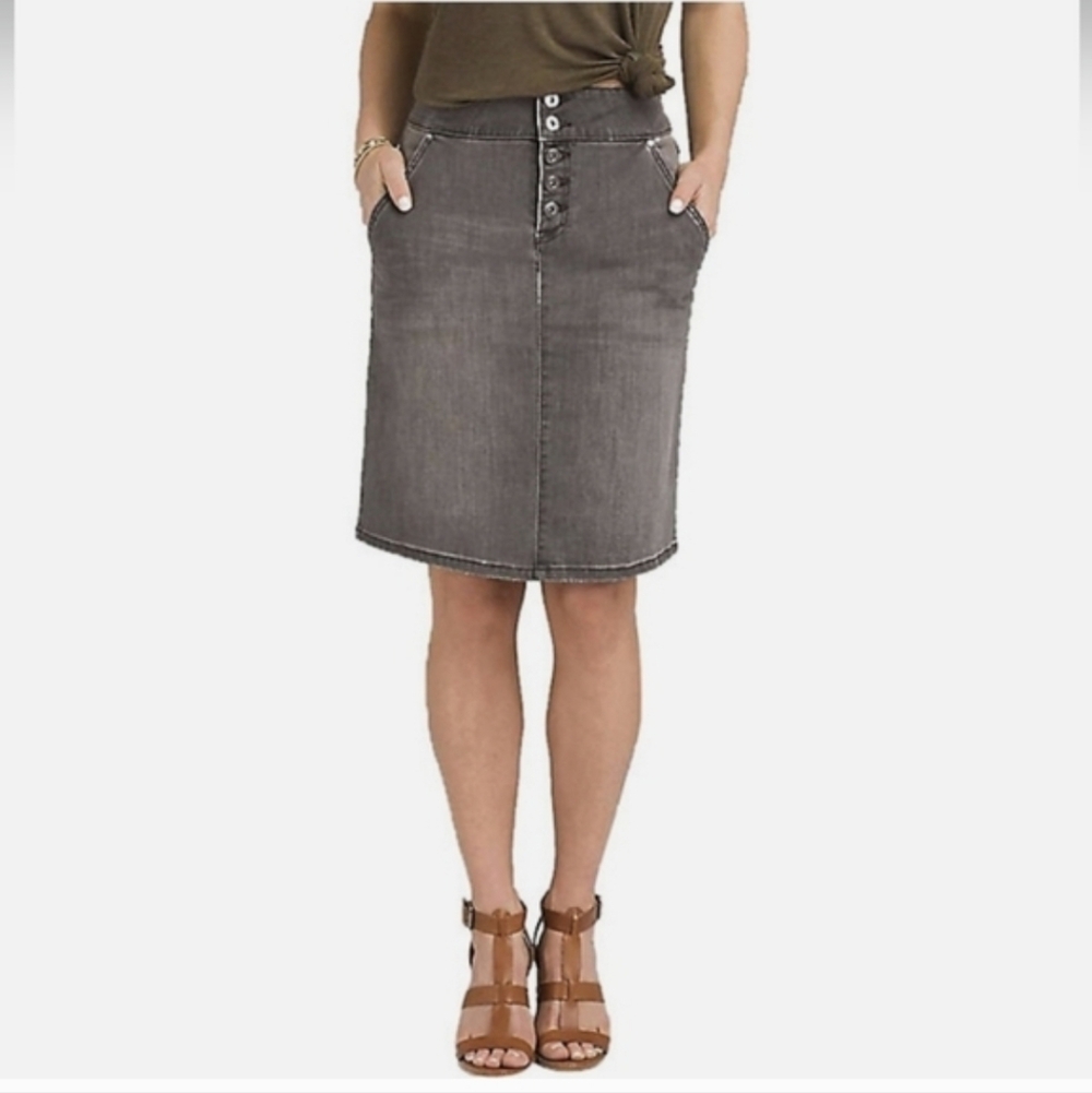 Prana Aubrey Gray Denim Pencil Skirt Size 12